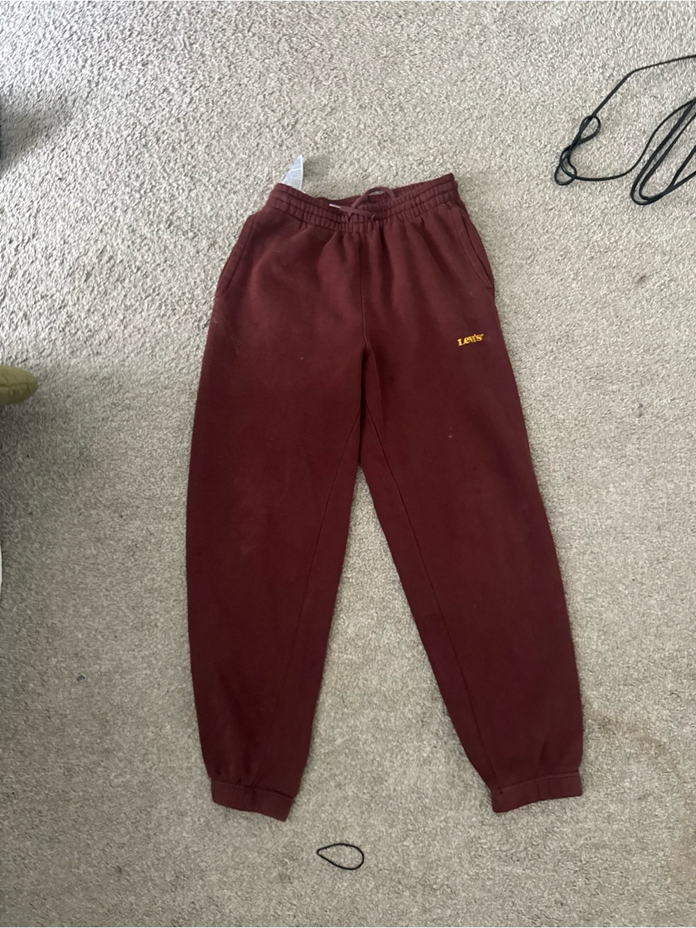 Levi's Kids Burgundy Sweatpants with Yellow Logo